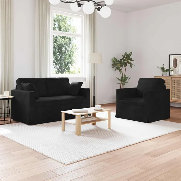 Ensemble de Canapés 2 pcs Noir 138 x 78 x 80 cm Velours