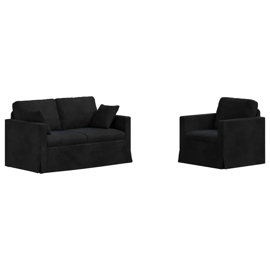 Ensemble de Canapés 2 pcs Noir 138 x 78 x 80 cm Velours - 2