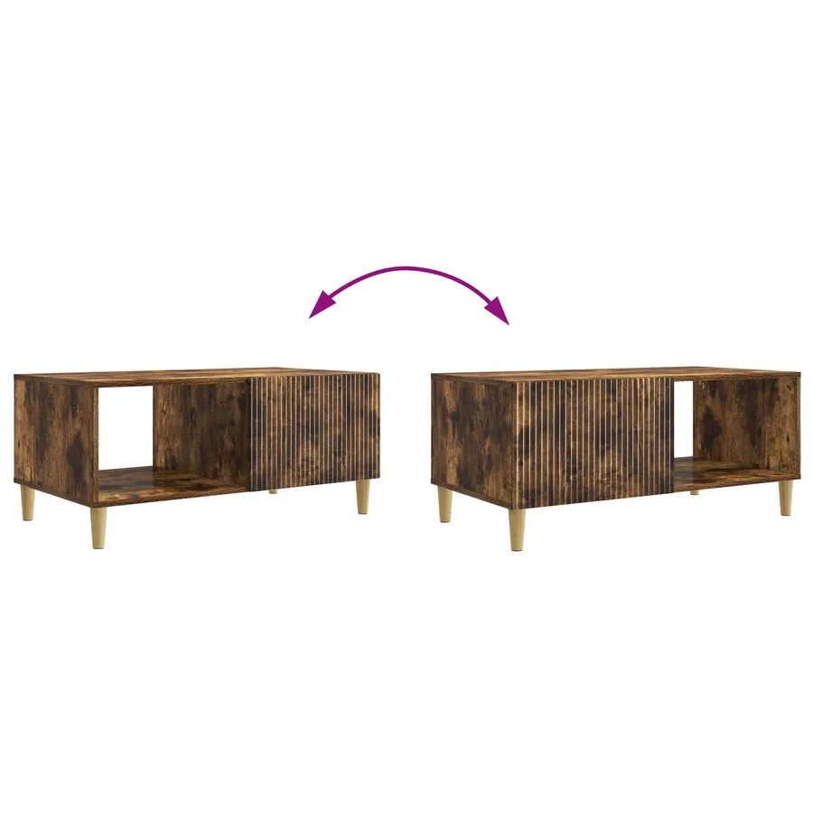 Table basse Chêne fumé 90 x 50 x 40 cm Bois d'ingénierie - 10