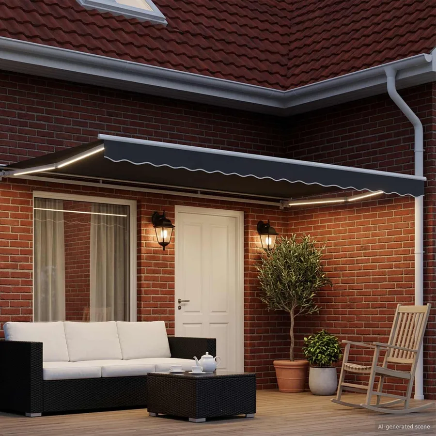 Auvent rétractable électrique Anthracite et blanc 4,5 × 3 m - 3
