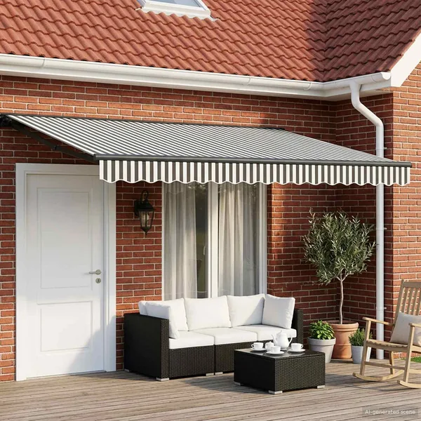 Auvent rétractable manuel Anthracite et blanc 4 x 2 m