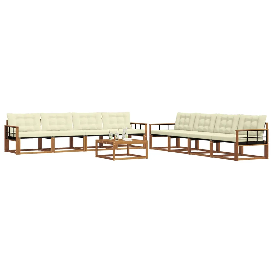 Ensemble de canapés d'extérieur 9 pcs Naturel et Crème - 3