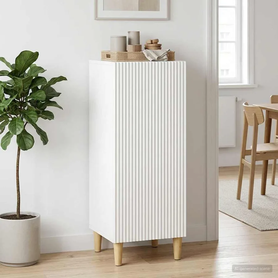 Buffet Blanc brillant 33 x 34,5 x 90 cm Bois d'ingénierie