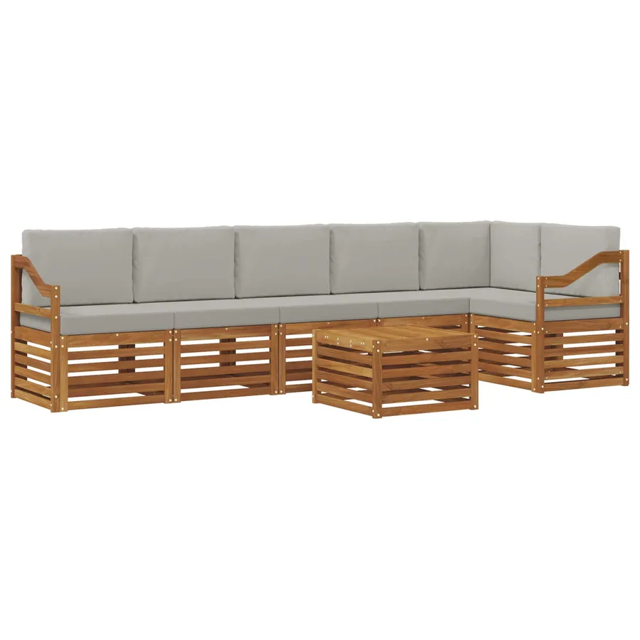 Ensemble de canapé d'angle 7 pcs Gris Naturel et Clair - 2