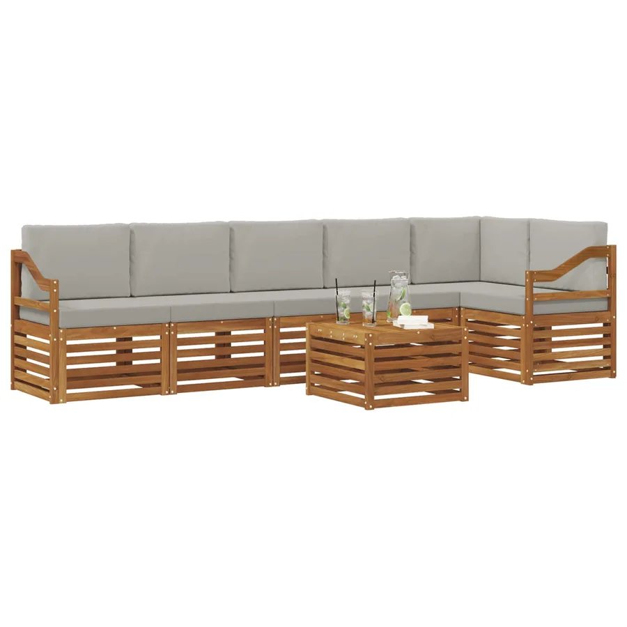 Ensemble de canapé d'angle 7 pcs Gris Naturel et Clair - 3