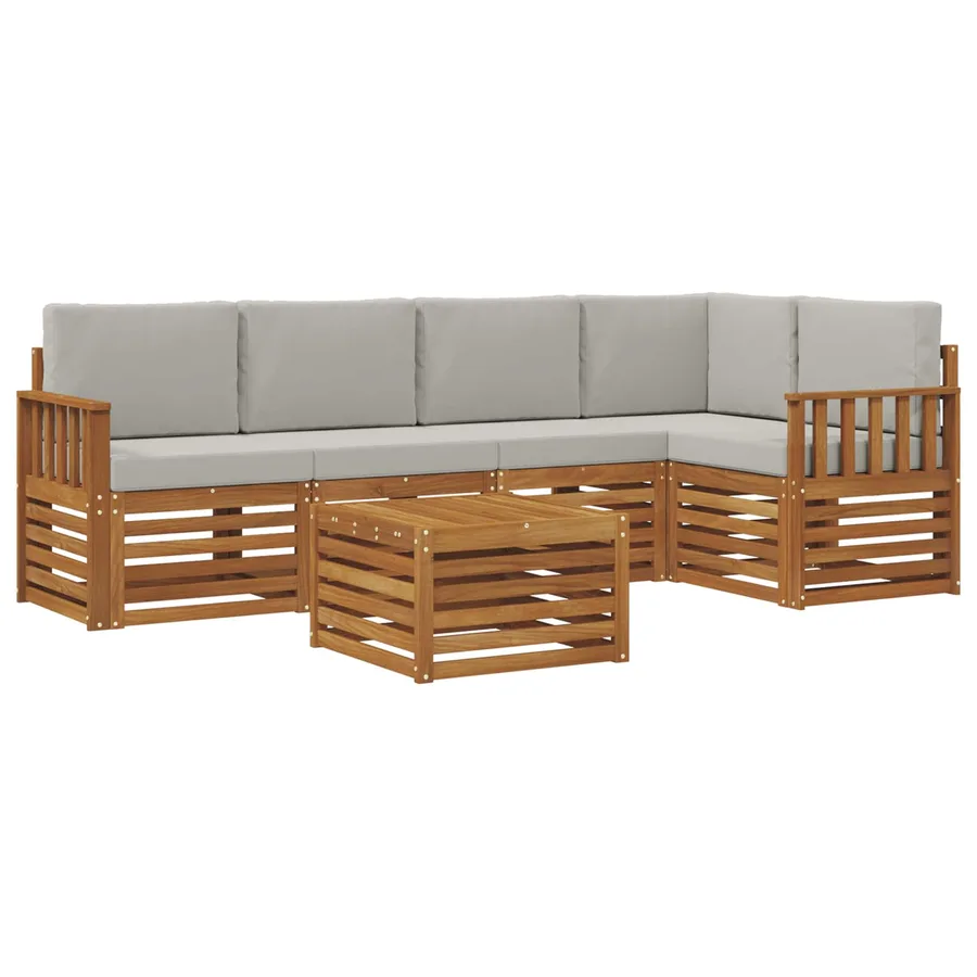 Ensemble de canapé d'angle 6 pcs Gris Naturel et Clair - 2