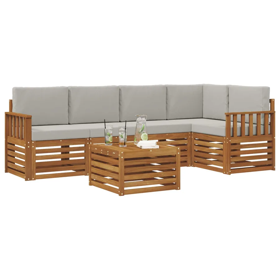 Ensemble de canapé d'angle 6 pcs Gris Naturel et Clair - 3