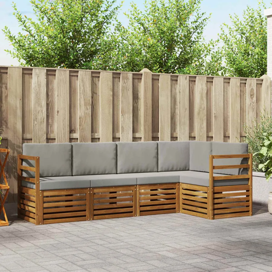 Ensemble de canapé d'angle 5 pcs Gris Naturel et Clair