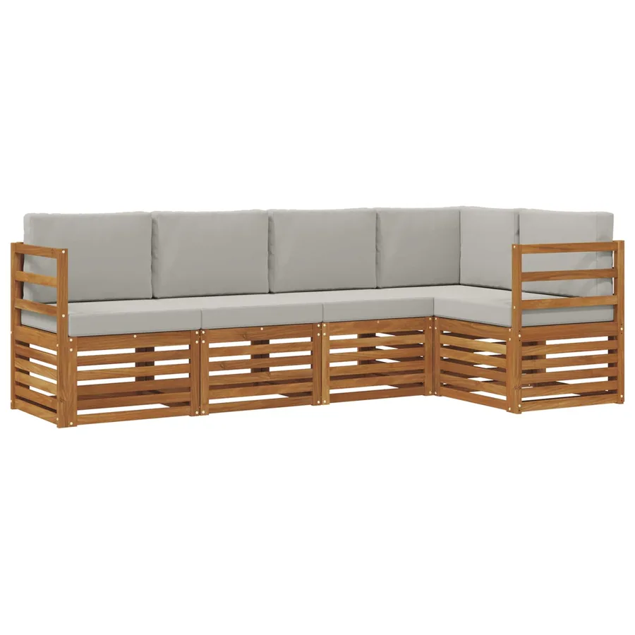 Ensemble de canapé d'angle 5 pcs Gris Naturel et Clair - 2