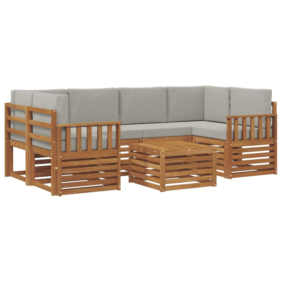 Ensemble de canapés d'extérieur 7 pcs Gris Naturel et Clair - 2