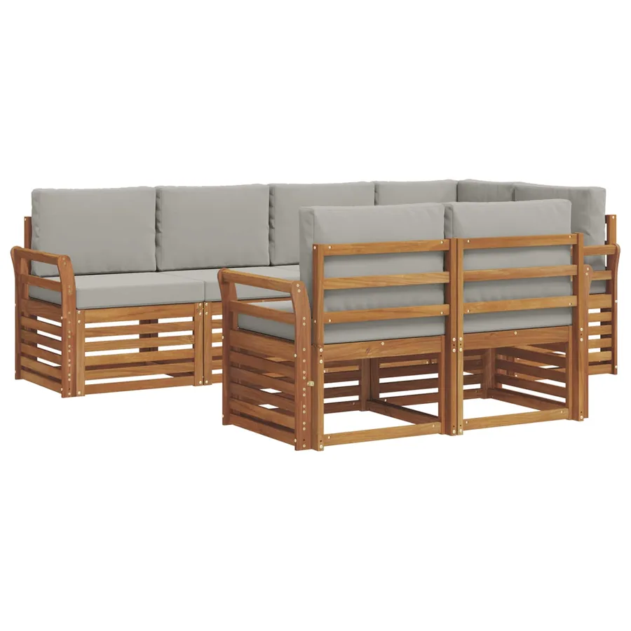 Ensemble de canapé d'angle 7 pcs Gris Naturel et Clair - 2