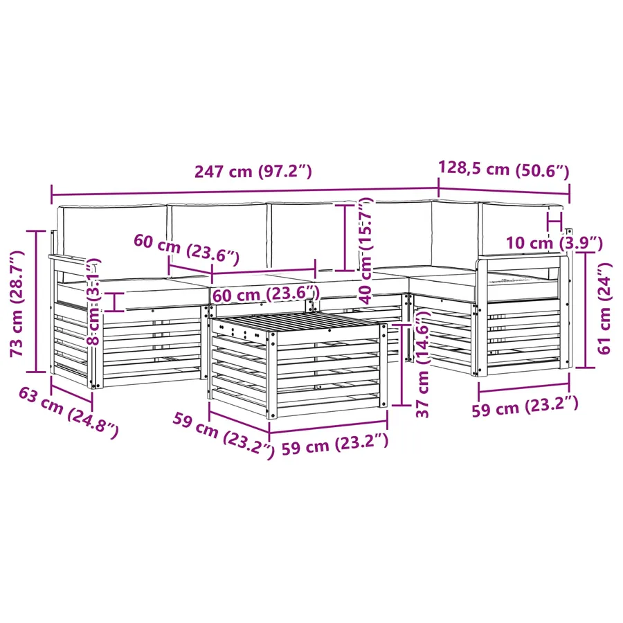 Ensemble de canapé d'angle 6 pcs Gris Naturel et Clair - 11