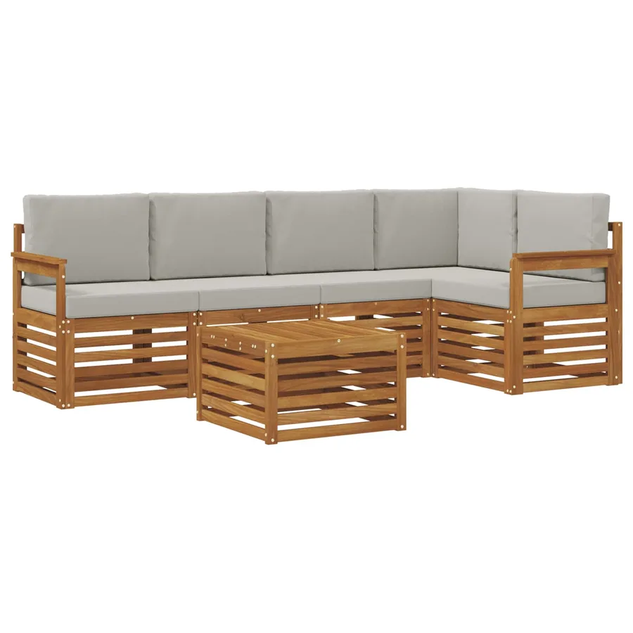 Ensemble de canapé d'angle 6 pcs Gris Naturel et Clair - 2