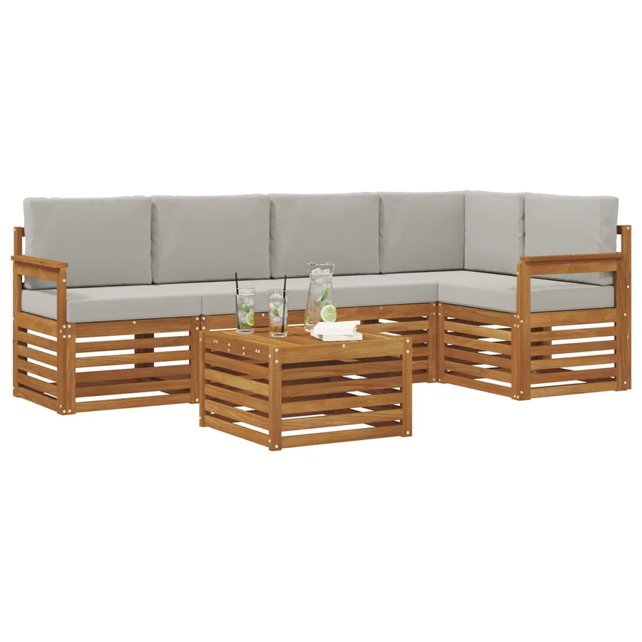 Ensemble de canapé d'angle 6 pcs Gris Naturel et Clair - 3