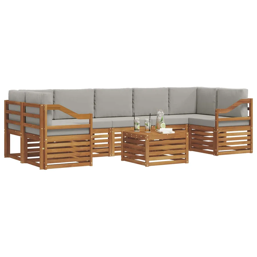Ensemble de canapés d'extérieur 8 pcs Gris Naturel et Clair - 3