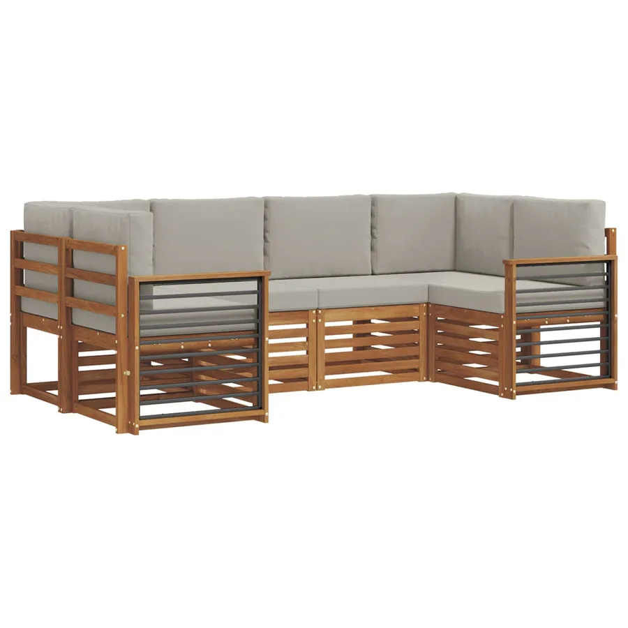 Ensemble de canapé d'angle 6 pcs Gris Naturel et Clair - 2