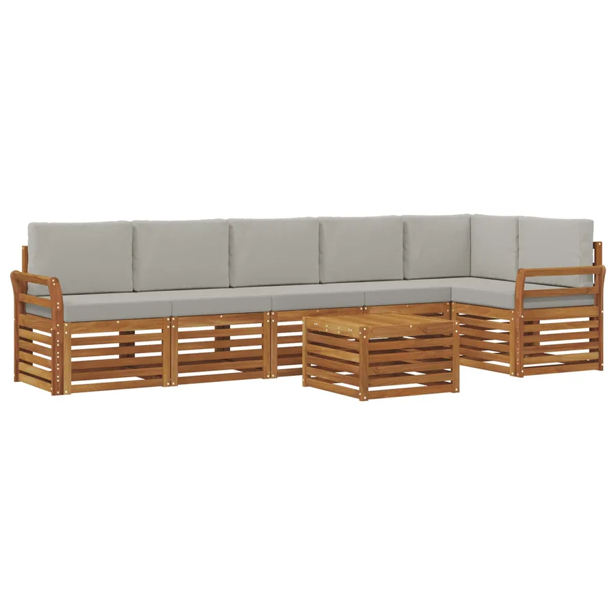 Ensemble de canapé d'angle 7 pcs Gris Naturel et Clair - 2