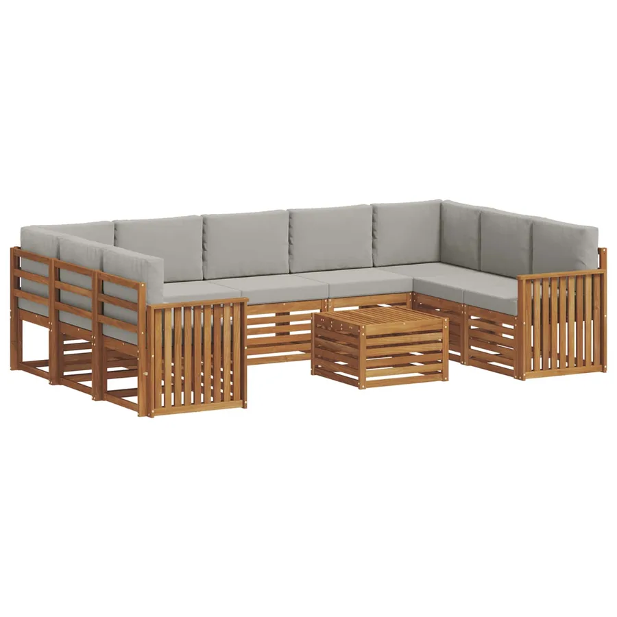Ensembles de canapés avec coussin 10 pcs Gris Naturel et Clair - 2