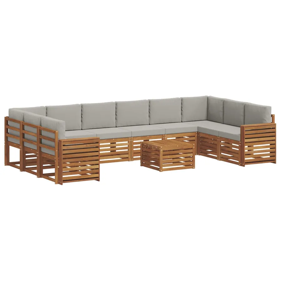 Ensemble de canapés d'extérieur 11 pcs Gris Naturel et Clair - 2