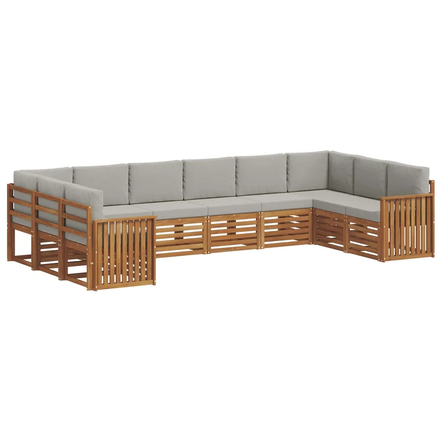 Ensemble de canapé d'angle 10 pcs Gris Naturel et Clair - 2