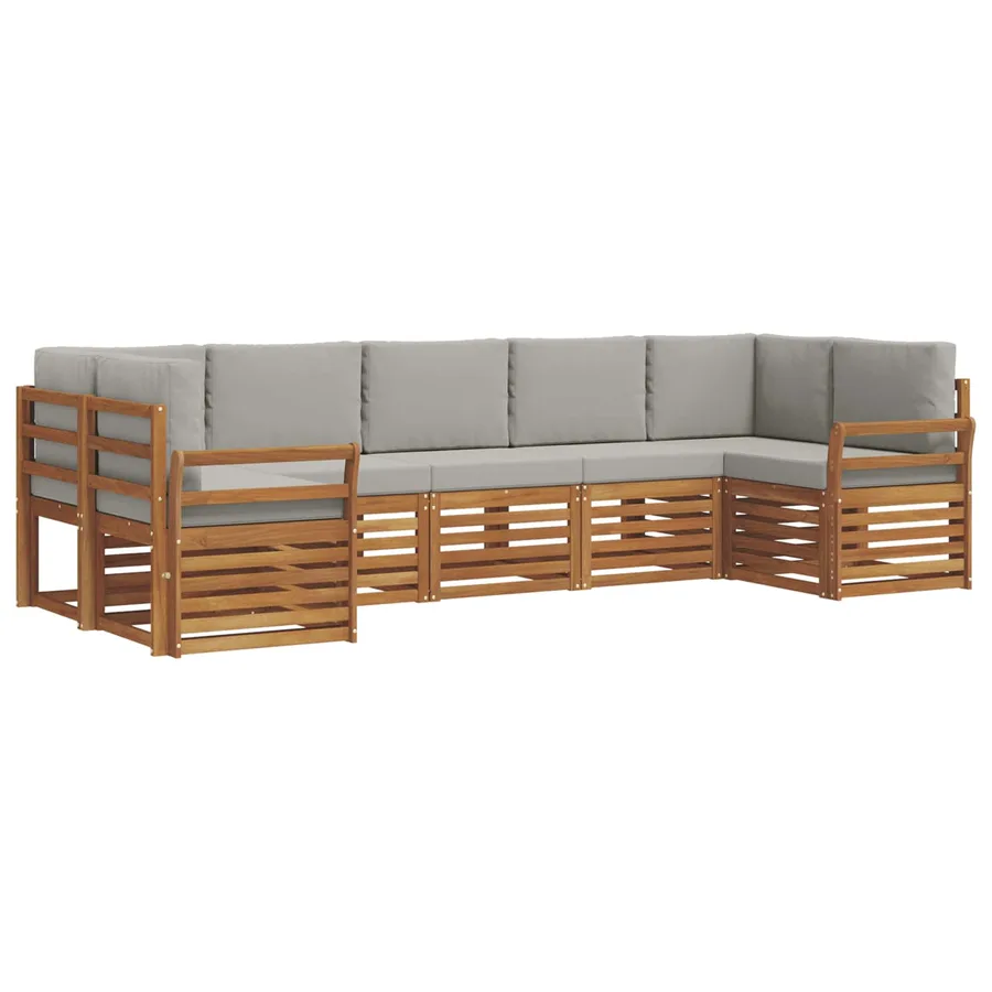 Ensemble de canapé d'angle 7 pcs Gris Naturel et Clair - 2