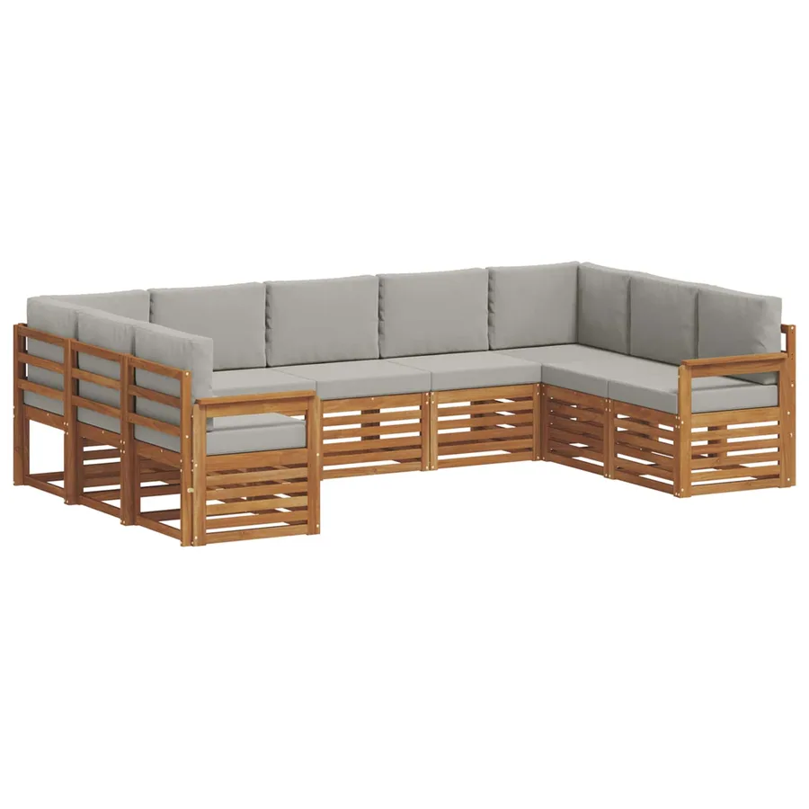 Ensemble de canapé d'angle 9 pcs Gris Naturel et Clair - 2