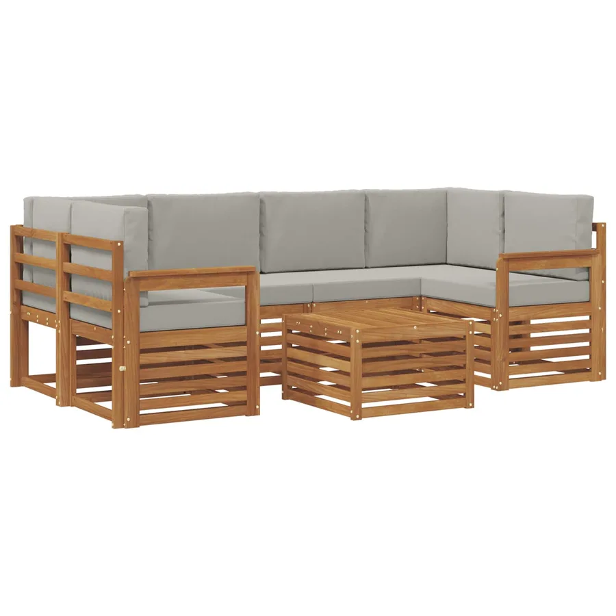 Ensemble de canapés d'extérieur 7 pcs Gris Naturel et Clair - 2