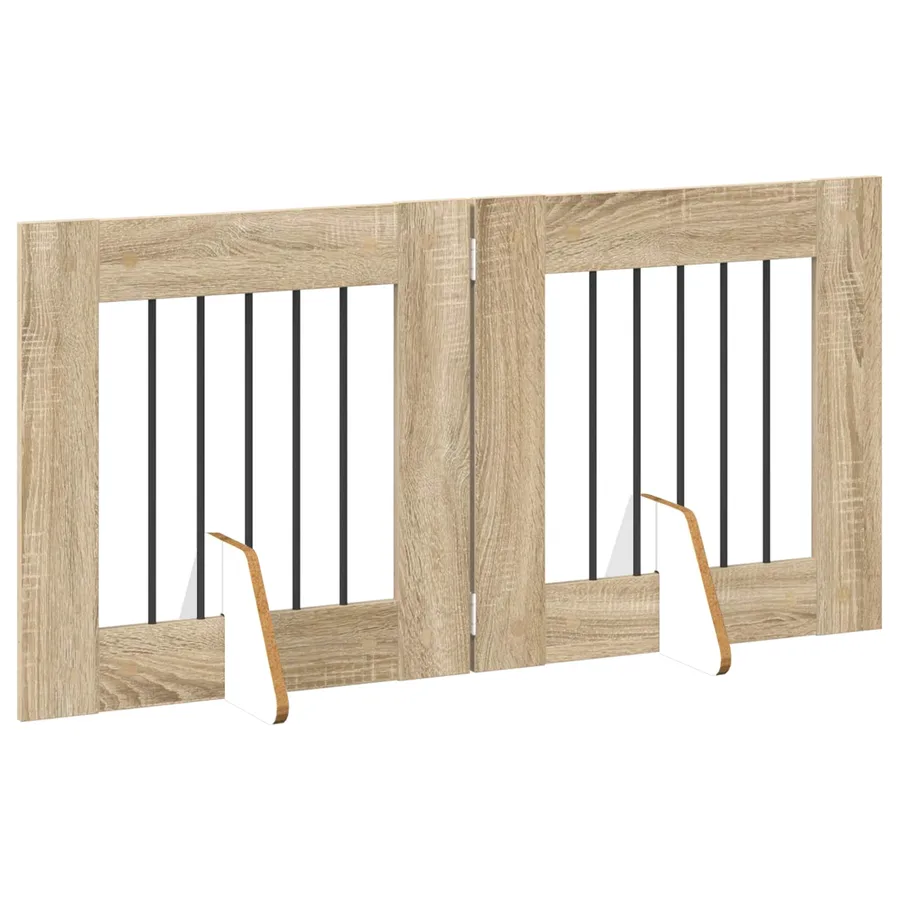 Porte de chien pliable avec supports 2 pcs Chêne Sonoma - 3