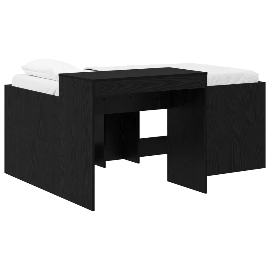 Lit haut pour enfants avec bureau Noir 80 x 160 cm - 2