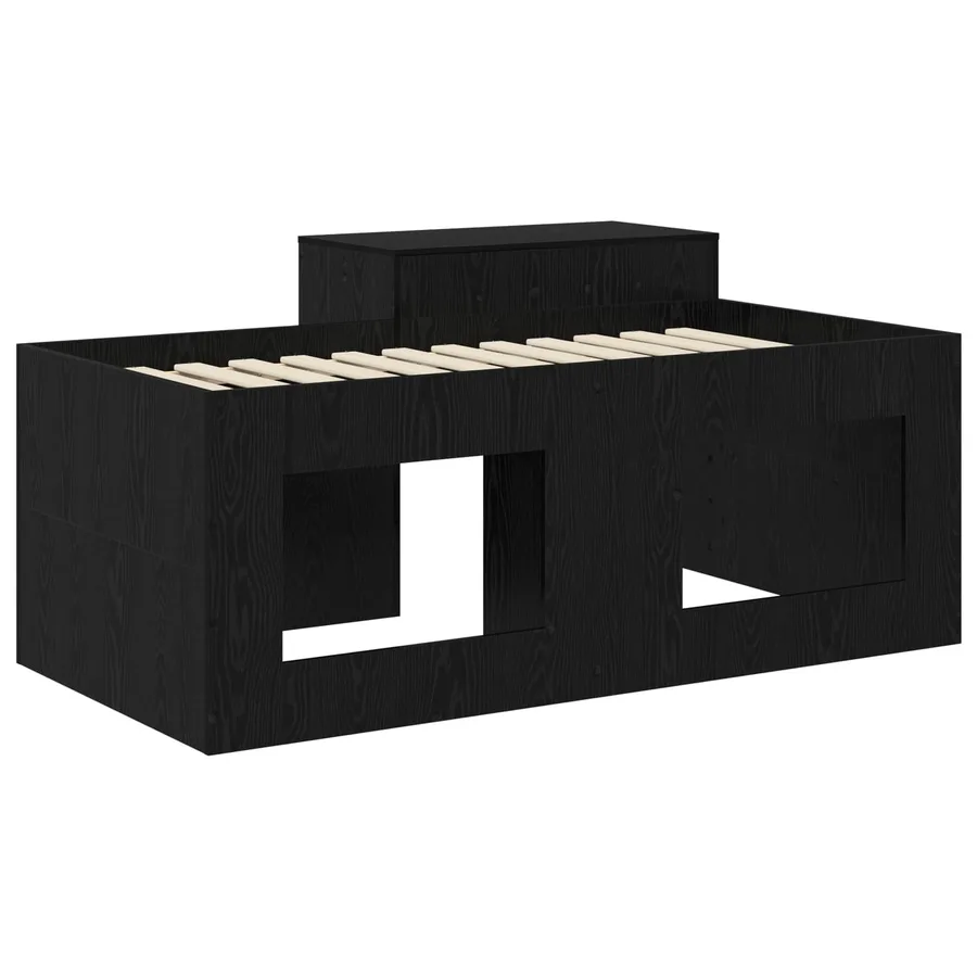 Lit haut pour enfants avec bureau Noir 80 x 160 cm - 5