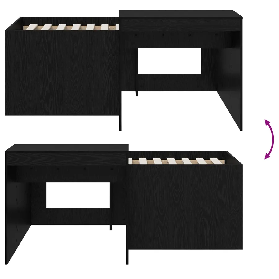 Lit haut pour enfants avec bureau Noir 80 x 160 cm - 8