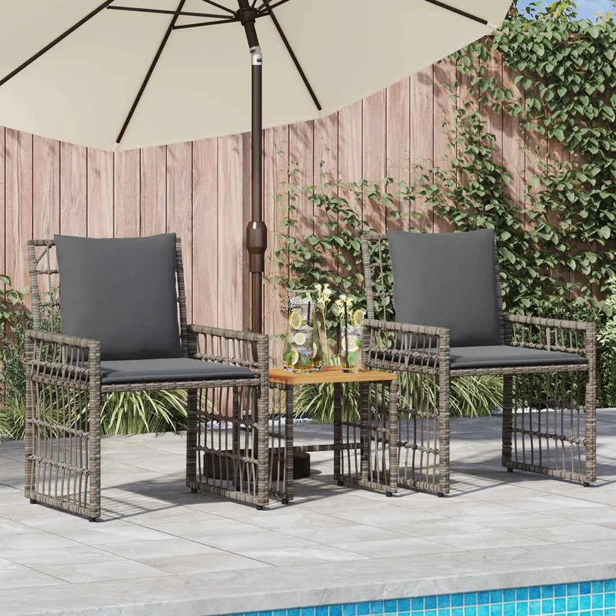 Ensemble de meubles d'extérieur 3 pcs Noir et Gris foncé