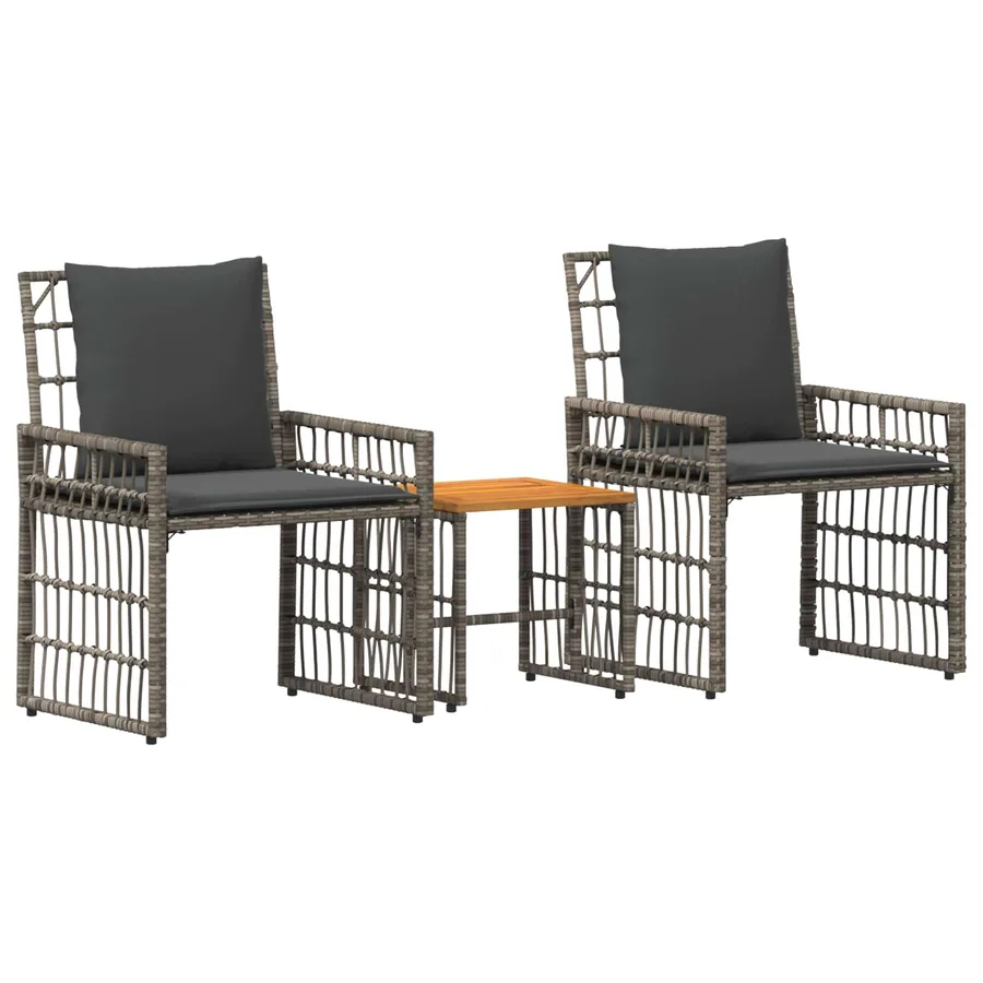 Ensemble de meubles d'extérieur 3 pcs Noir et Gris foncé - 2