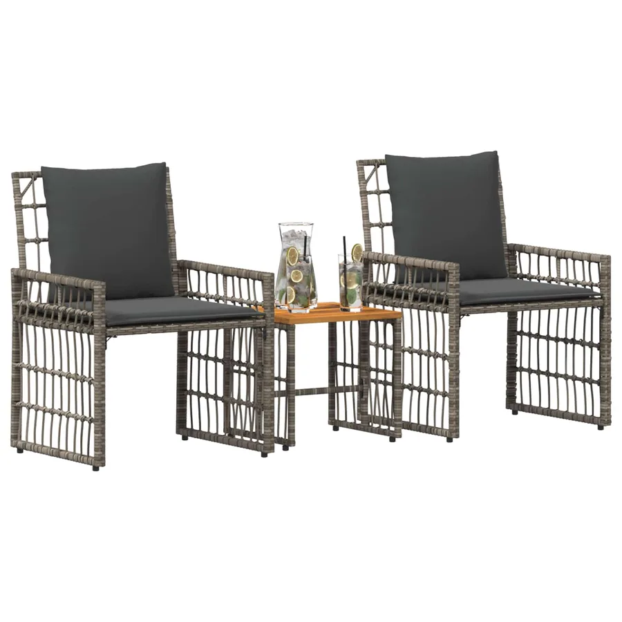 Ensemble de meubles d'extérieur 3 pcs Noir et Gris foncé - 3