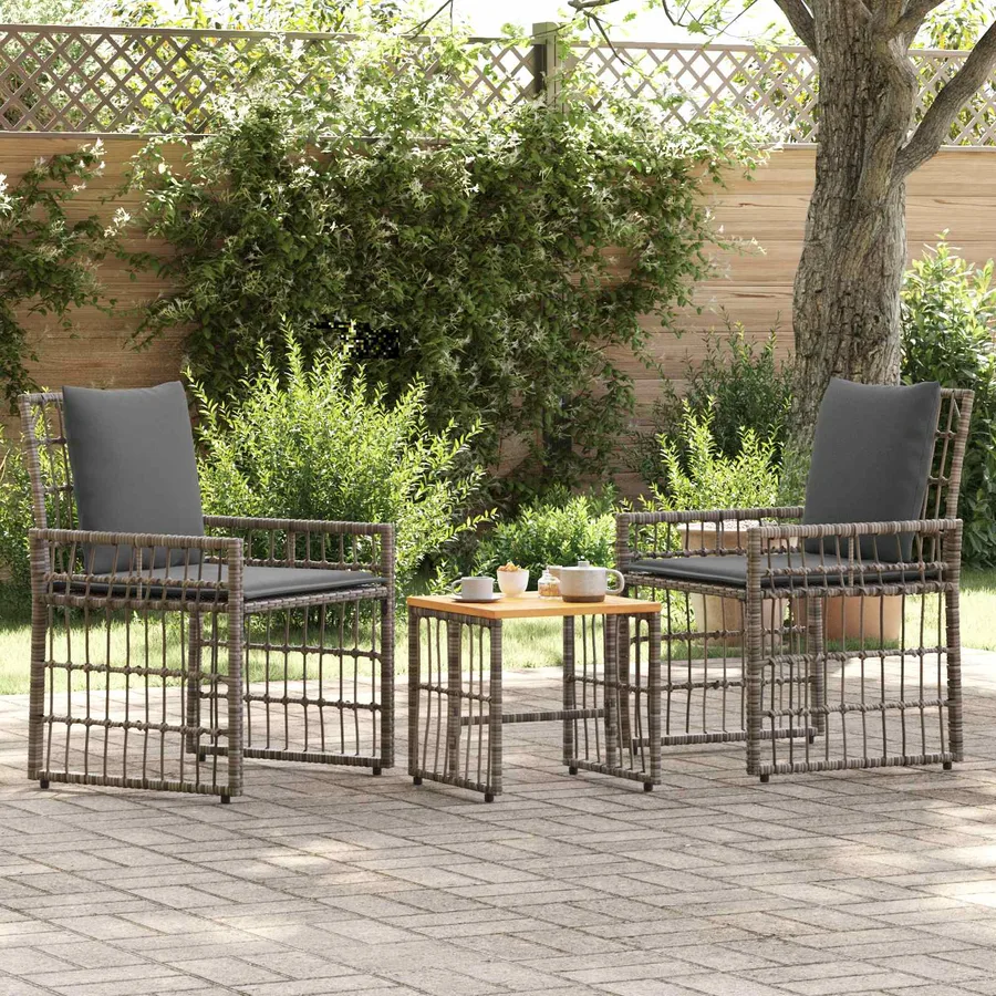 Ensemble de meubles d'extérieur 3 pcs Noir et Gris foncé - 4
