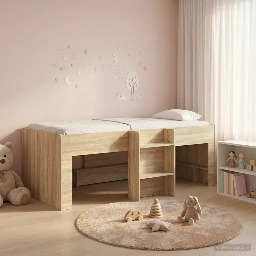 Cadre de Lit Élevé pour Enfants Chêne Sonoma 98,5 x 200 cm - 3