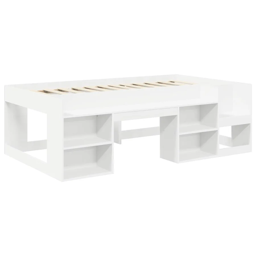 Cadre de lit avec tunnel avec étagère 3 pc Blanc et bleu clair - 4