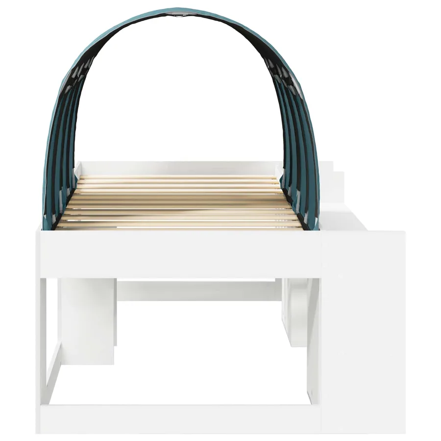 Cadre de lit avec tunnel avec étagère 3 pc Blanc et bleu clair - 7