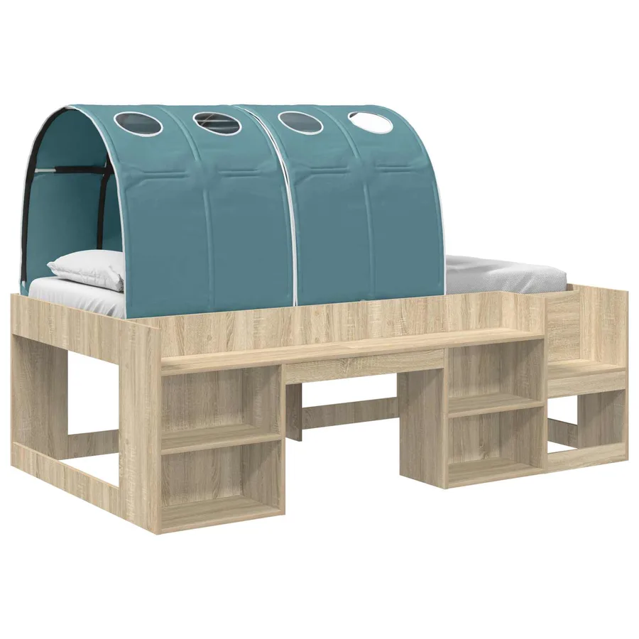 Cadre de lit avec tunnel 3 pc Chêne Sonoma et bleu clair - 2