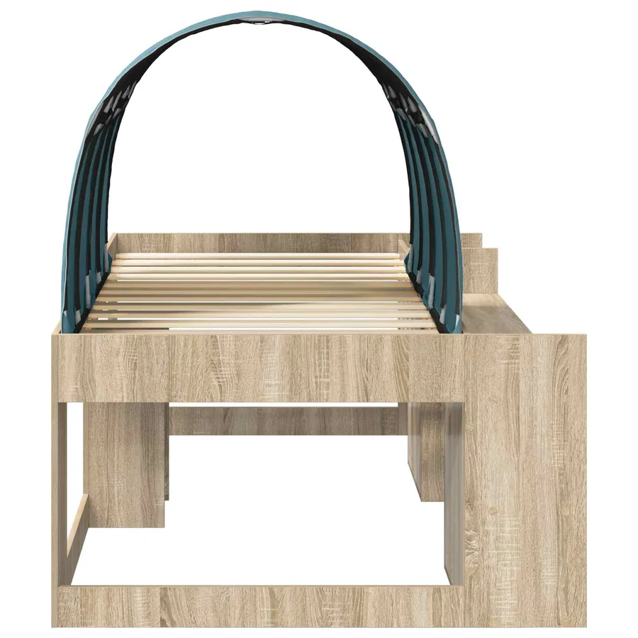 Cadre de lit avec tunnel 3 pc Chêne Sonoma et bleu clair - 7