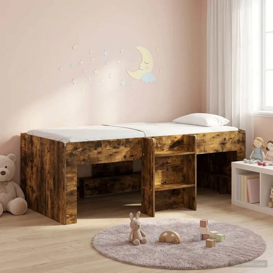 Cadre de Lit Élevé pour Enfants Chêne fumé 98,5 x 200 cm