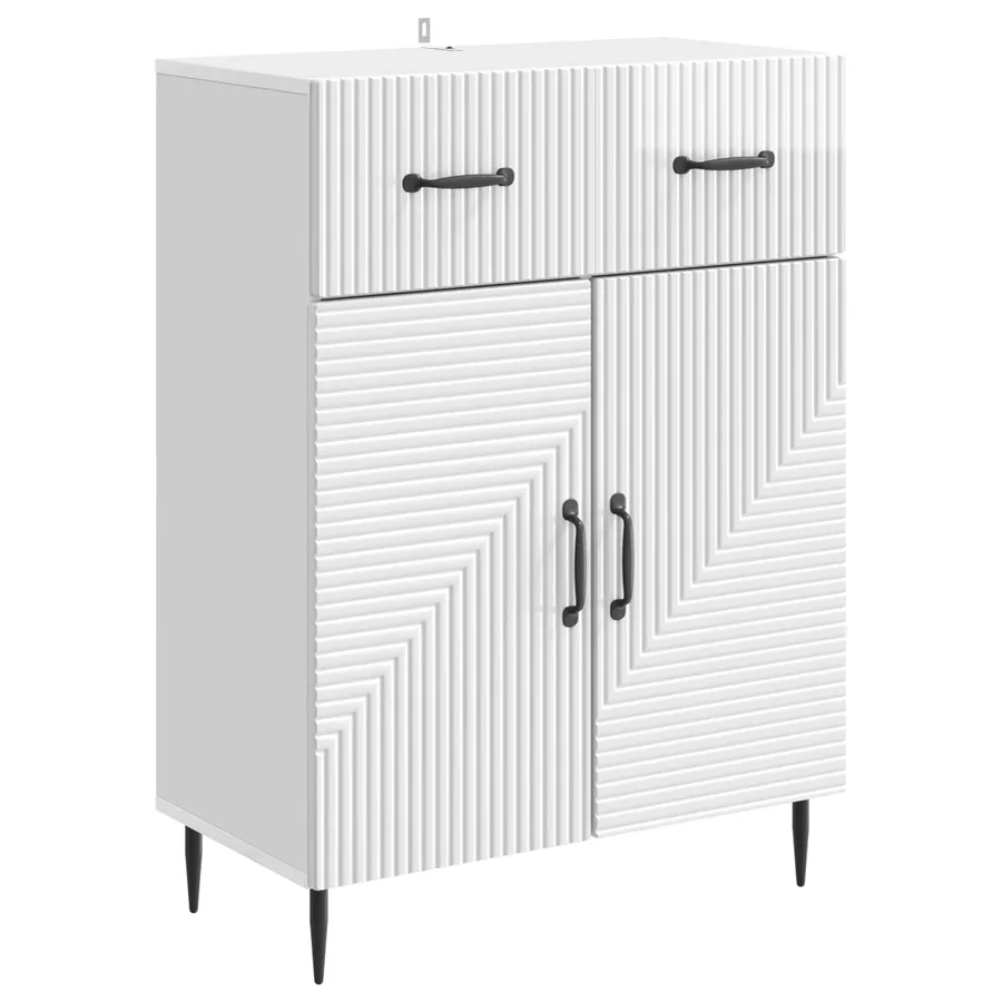 Buffet Blanc brillant 66 x 34,5 x 89,5 cm Bois d'ingénierie - 2