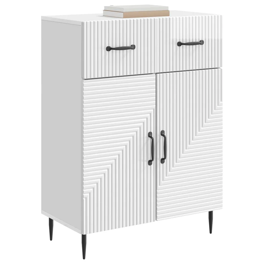 Buffet Blanc brillant 66 x 34,5 x 89,5 cm Bois d'ingénierie - 3