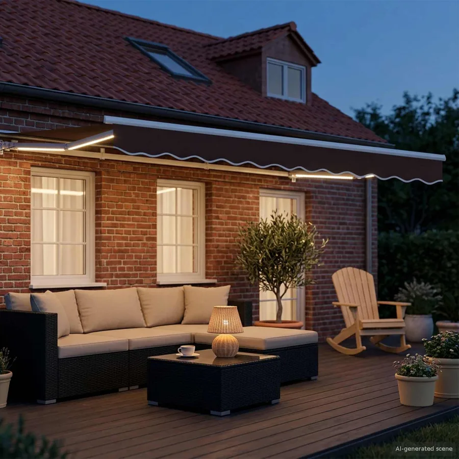 Auvent rétractable électrique Marron et blanc 2,5 x 2 m - 3