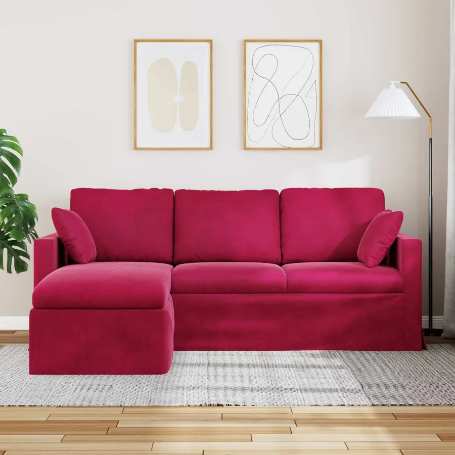 Canapé Bordeaux 198 x 134 x 80 cm Velours - 3