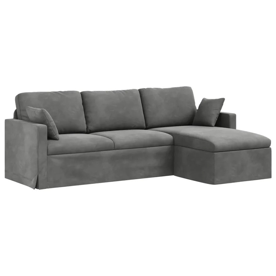 Canapé Gris foncé 228 x 134 x 80 cm Velours - 2