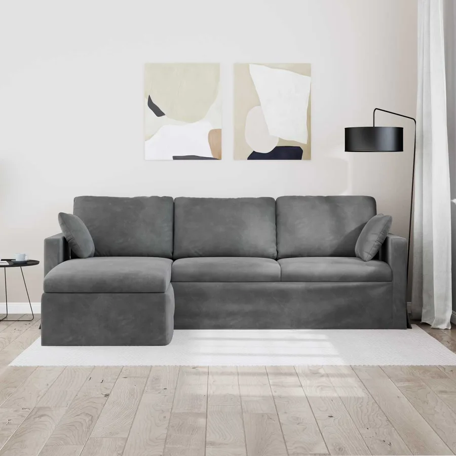 Canapé Gris foncé 228 x 134 x 80 cm Velours - 3