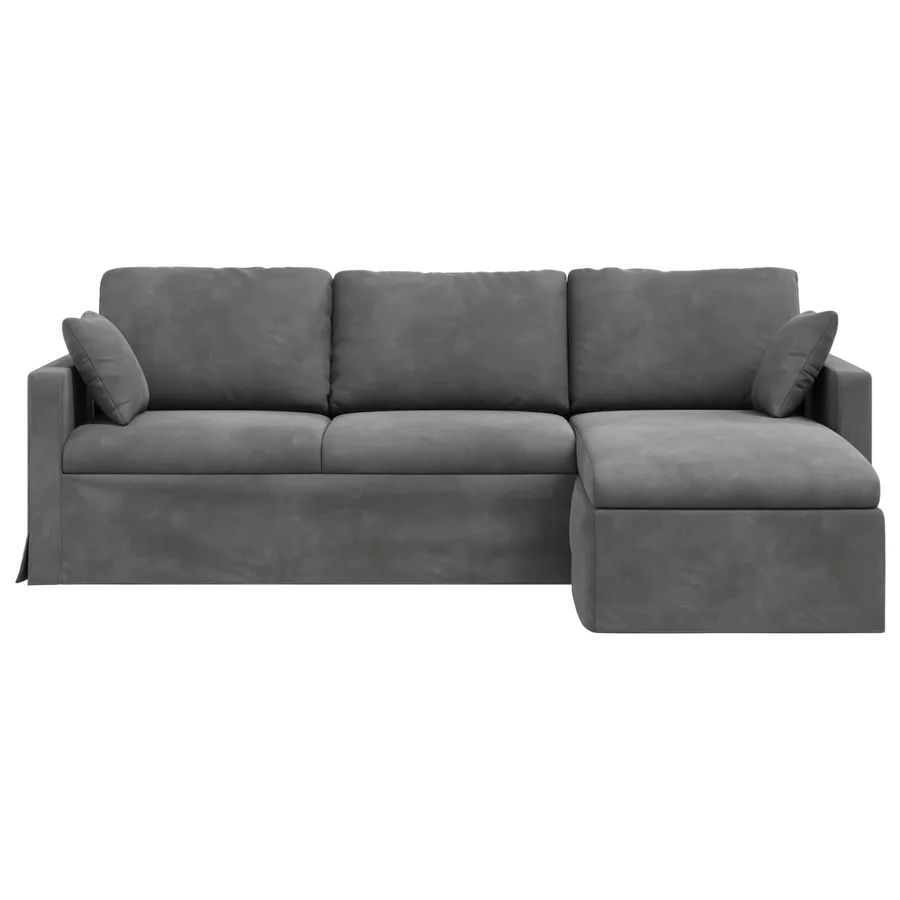 Canapé Gris foncé 228 x 134 x 80 cm Velours - 4