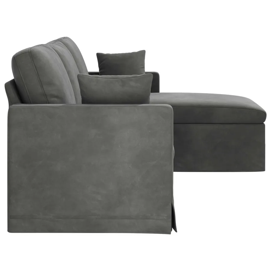Canapé Gris foncé 228 x 134 x 80 cm Velours - 5
