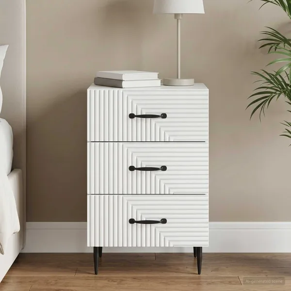 Cabinet de chevet Blanc 43 x 41 x 66,5 cm Bois d'ingénierie